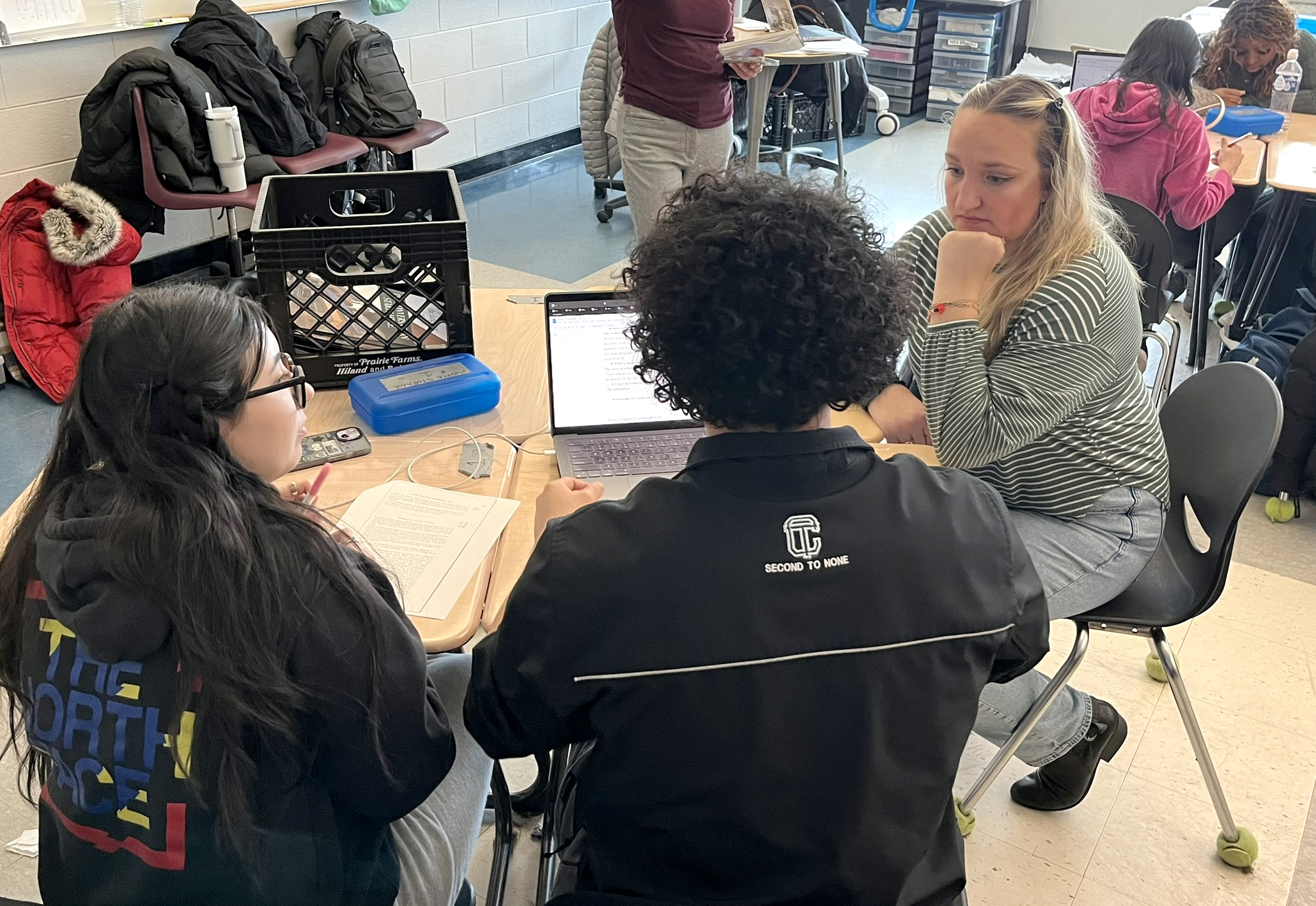 MSU law student Hannah Gates helps students draft case summaries that will be added to the Citing Slavery Project website.